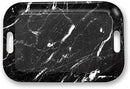 Serving Trays with Handles, 14.5 x 9.8 inch Rectangular Plastic Tray for Restaurant, Kitchen, Black Marble by CozyNest Decor