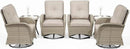 Joyside Outdoor Swivel Rocker Chairs, 6 Piece Wicker Patio Set with Thick Cushion and Side Table, Rattan Patio Swivel Rocking Chairs for Porch, Deck Use (Natural/Beige, 6 PCS) by GreenHaven Gardens