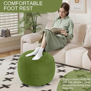 MeMoreCool Round Stuffed Pouf Ottoman Foot Rest, Floor Pouf Foot Stool with Soft Foam Chunk Filling, Small Round Ottoman Footstool Circle Footrest for Living Room, Green by CozyNest Decor