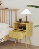 Nightstand,Modern Bedside Table with Storage Drawer and Open Wood Shelf, Accent Night Stand with Solid Wood Legs for Living Room, Bedroom and Small Spaces,Easy Assembly (Yellow Oak) by CozyNest Decor