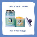Whiskware Bluey Stackable Snack Containers for Babies, Toddlers, and Kids, 3 Stackable Snack Cups for School and Travel, Cupholder Friendly, Bluey and Bingo! Let’s Do This! by TinyTreasures Baby Boutique