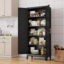 71" H Metal Kitchen Pantry Storage Cabinet, Freestanding Cupboard with 2 Doors and 4 Adjustable Shelves, Standing Storage for Kitchen, Bathroom, Garage, Dinning Room or Utility Room（Black） by CozyNest Decor