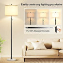 Nintiue Dimmable Floor Lamp for Living Room, 11W LED Bulb Included, Modern Standing Lamp with Marble Base, Tall Pole Light with White Linen Shade for Bedroom Reading Office Corner Nursery-Black by CozyNest Decor