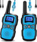 Wishouse Walkie Talkies for Kids Rechargeable with USB Charger 6000mAh Battery,Outdoor Camping Games with Flashlight Lanyard,Toys for Girls,Halloween Xmas Birthday Gift for Children 2 Pack Blue by TinyTreasures Baby Boutique