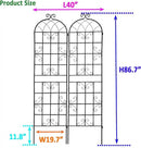 2 Pack Metal Garden Trellis 86.7" H Garden Fence Rustproof Trellis for Climbing Plants Support Roses Flower Outdoor Lawn, Black 7.2 FT Tall by GreenHaven Gardens