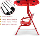 GLACER Porch Swing, Kids Patio Hammock w/Adjustable Canopy & Stand, Safety Belt, 2 Seats Outdoor Swing Bench, Metal Frame Hanging Lounge Chair, Swing Sets for Backyard, Garden, Poolside (Red Ladybug) by TinyTreasures Baby Boutique