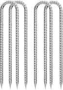 Rebar-Stakes-12-Inch, Ground Stakes Heavy Duty U-Hook Galvanized Anti-Rust Ground Anchors for Camping Tent Trampoline Accessories Dog Fence Chicken Coop Deer Fence 4pcs