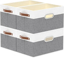 Yawinhe Fabric Storage Baskets, Foldable Closet Organizer for Shelves, Large Boxes with 3 Handles, Canvas Bins for Clothes, White/Grey, 12.99''Lx9.05''Wx7.87''H, 4-Pack by TinyTreasures Baby Boutique