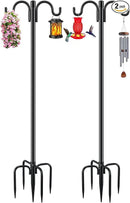 Gtongoko Double Shepherds Hook for Outdoor, 2 Pack 108 Inch Heavy Duty Bird Feeder Pole 3/4 Inch Thick Garden Hooks for Hanging Hummingbird Feeder, Plant Baskets, Solar Light Lanterns by GreenHaven Gardens