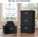 Medium 15" 21 Quart Collapsible Stackable Storage Bins with Lids, 1 Pack Black Foldable Fabric Closet Storage Boxes with Lids, 4 Handles Heavy-duty Linen Cube Baskets for Bedroom by TinyTreasures Baby Boutique