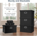 Medium 15" 21 Quart Collapsible Stackable Storage Bins with Lids, 3 Packs Black Foldable Fabric Closet Boxes Heavy-duty Lidded Linen Cube Basket Container Organizer and Storage for Bedroom by CozyNest Decor