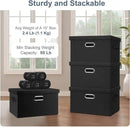 Medium 15" 21 Quart Collapsible Stackable Storage Bins with Lids, 1 Pack Black Foldable Fabric Closet Storage Boxes with Lids, 4 Handles Heavy-duty Linen Cube Baskets for Bedroom by CozyNest Decor