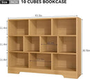 Book Shelf Set of 2, 10 Cubes Storage Organizer, 3-Tier Open Shelf Wooden Bookcase, Freestanding Wooden Bookshelf Cube Shelf for Bedroom, Living Room, Home Office by CozyNest Decor