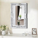 Crushed Diamond Decorative Wall Mirrors, 24x36 Inch Rectangle Living Room Mirrors for Wall Decor, Modern Glam Bathroom Dining Room Entryway Mirror Silver by CozyNest Decor
