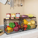 Fruit Bowl, Stackable Wall Mounted Fruit Basket of Smooth Wood Lid with 4 Banana Hanger Hooks, Metal Kitchen Counter Organizer for Snack, Fruit and Vegetable Storage, 11.8 * 7.9 * 8.5 Inches by CozyNest Decor