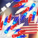 100LIGHTS RED White and Blue Extra-Bright with End Connectors 4th July Decoration Patriotic Mini String Lights 5.98m UL Certified Waterproof for Home Garden Holiday Tree Party Patio by CozyNest Decor