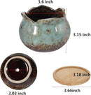 Laerjin Succulent Pots, 4 Inch Ceramic Plant Pots and Drainage Hole with Bamboo Tray, Colorful Flower Planter Pot, Pack of 6, Plants Not Included by GreenHaven Gardens