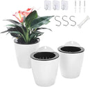 3 Pack Self Watering Wall Hanging Planter Pots Vertical Garden Window Hang Mount Indoor Outdoor Plant Flower Basket for Kitchen Herbs Balcony Railing Shelf Fence Bedroom Trellis Decor Modern White Box by CozyNest Decor