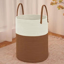 Large Woven Laundry Basket Hamper,80L Cotton Rope Storage Bin for Blankets,Toys and Clothes,Decorative Tall Nursery Hamper for Living Room,Baby Nursery,Bathroom and Bedroom,White and Brown by CozyNest Decor