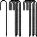 Rebar-Stakes-12-Inch, Ground Stakes Heavy Duty J-Hook Black Coated Anti-Rust Heavy Duty Ground Anchors for Garden Dog Fence Chicken Coop Christmas Decorations Deer Fence 12pcs by CozyNest Decor