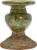 Creative Co-Op 2-Tone Sculptural Terracotta Pillar Candle Holder, Distressed Green by CozyNest Decor