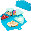 Silicone On-The-Go Snack Mat – Foldable Reusable Placemat with 3 Compartments and Lids – Travel-Friendly Baby and Toddler Snack Plate – Dishwasher Safe (Ocean) by TinyTreasures Baby Boutique