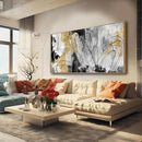 Large Canvas Wall Art Gold Abstract Paintings 29x58 Inch Wooden Framed Artwork Black Line Painting for Bedroom Bathroom Home Decor by CozyNest Decor