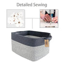 COMFY-HOMI 3Pack Cotton Rope Square Basket with Handles for Shelves|Dog Toy Storage Bin|Shoe Organizer - New 13.5" x 11" x 9.5" (Light Grey) by CozyNest Decor