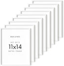HAUS AND HUES 11x14 White Metal Picture Frames - Features Premium Aluminum, Vertical & Horizontal Hang, Shatterproof Plexiglass - Ideal for Home, Room, Office (11x14 in, White, Set of 9) by CozyNest Decor