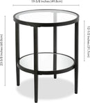 Henn&Hart 20" Wide Round Side Table with Mirror Shelf in Blackened Bronze, Table for Living Room, Bedroom by CozyNest Decor