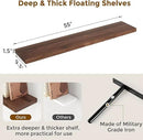 55 Inch Floating Shelves Set of 2, Rustic 55 x 9 Floating Shelf for Wall, 9 Inch Deep Wall Shelves Invisible Bracket, Large Deep Shelving for Bedroom, Kicten, Living Room, Walnut Color by CozyNest Decor