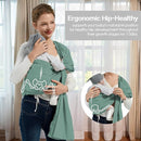 Baby Wrap Ring Sling 7-35 lbs, Baby Sling Carrier for Newborn, Toddler, Infant Holder, Lightweight Baby Carrier Wraps, Green by TinyTreasures Baby Boutique