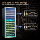 24 Inch Wine Cooler Fridge Dual Zone, Professional Large Capacity High Wine Refrigerator with Powerful Compressor, Quiet Operation and Elegant Design-KMHJ408D by CozyNest Decor