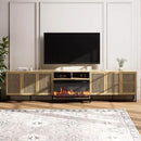 3-Sided Glass Farmhouse Fireplace TV Stand for TVs Up to 110 Inch, Oak Entertainment Center with 36" Electric Fireplace, TV Console with Storage Cabinets for Living Room by CozyNest Decor