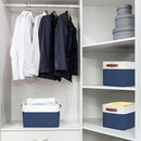 Storage Bins Large Fabric Storage Baskets for Shelves 3 Pack, Decorative Linen Closet Baskets with Handles for Organizing, Shelf, Clothes, Home, Office, 15x11x9.5Inches (NavyBlue&White) by TinyTreasures Baby Boutique