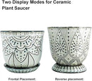 Gepege 6 Inch Beaded Ceramic Planter Set of 2 with Drainage Hole and Saucer for Plants, Indoor-Outdoor Large Round Succulent Orchid Flower Pot (Smoked Gray, Inner-pots not Larger Than 5 Inch) by GreenHaven Gardens