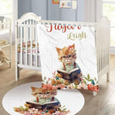 Personalized Baby Crib Bedding Set - Custom Name Cat Theme 3 Pcs Set - Soft Blanket with Double Layer Dotted Backing, Fitted Sheet, Room Rug for Newborns Boys Girls Shower Gift by TinyTreasures Baby Boutique