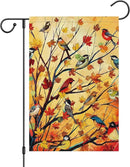 Louise Maelys Welcome Fall Garden Flag 12x18 Double Sided, Small Burlap Autumn Maple Tree Birds Thanksgiving Outside Outdoor House Yard Decor by GreenHaven Gardens