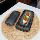 Porcelain Dinner Plates Platters Set of 2, for Fruit, dessert, snack platter, Bread, cupcake, Salad - Microwave, Dishwasher Safe, Scratch Resistant durable, Black Reactive glaze by CozyNest Decor