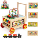 Wooden Activity Cube 7-in-1 Montessori Toys for 1+ Year Old Boys Girls Educational Learning Toys for Toddlers Age 1-2 One Year Old First Birthday Gift Bead Maze Magnetic Trains Track Shape Sorter by TinyTreasures Baby Boutique