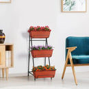 Vertical Raised Garden Bed Outdoor 3 Tiered Garden Planters Standing Elevated Planter Box with Drainage Holes for Plants Herbs Flowers Vegetables Brick Red by GreenHaven Gardens