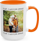 Personalized Coffee Mug – Custom Photo, Text, or Logo Ceramic Mug Tea Cup | Taza Personalizada with Picture or Message | Customized Gift Idea for Men & Women, Mom, Dad, Friends - White/Orange | 15oz by TinyTreasures Baby Boutique