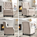 EBELLO Pushback Recliner Chair, Fabric Armchair Push Back Recliner with Rivet Decoration, Mid Century Wingback Accent Chair for Living Room, Bedroom, Beige by CozyNest Decor