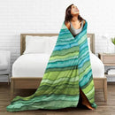 HGOD DESIGNS Watercolor Stripped Waves Blanket for Women, Lightweight Soft Fleece Flannel Throw Blanket Blue and Green Sofa Couch Living Room 40x50 Inch by CozyNest Decor