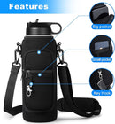 Water Bottle Holder with Strap for Hydroflask 32oz 40oz, Carrier Sling Bag with Phone Pocket Sleeve for Men Women Hiking Camping Travelling（black24/32oz） by TinyTreasures Baby Boutique