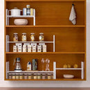 iPEGTOP Expandable Cabinet Storage Shelf Organizer Rack, Heavy Duty Cupboard Stand Spice Rack Adjustable Height Garage Pantry Shelf Space Riser for Counter Kitchen Organization, White, 3 Pack by CozyNest Decor
