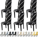 JQinHome Black Chair Covers for Dining Room Set of 6, High Stretch Removable Washable Parsons Chair Slipcover for Home Party Hotel Wedding Ceremony (6PCS, Geometric) by CozyNest Decor
