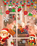 Christmas Window Clings - 9 Sheets 162 Pcs Cute Xmas Decorations for Winter Holiday Home Party Santa Reindeer Snowman Gingerbread Snowflake Stickers for Glass Double-Sided Static Window Decals by CozyNest Decor