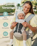Baby Carrier, MOMTORY Safety-Certified 6-in-1 Baby Carrier with Hip Seat, Detachable Baby Holder Carrier Newborn to Toddler, Soft Ergonomic Toddler Support Carrier for 7-50lbs- Grey by TinyTreasures Baby Boutique