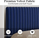 Twin Bed Frame, Velvet Upholstered Platform Bed with Vertical Channel Tufted Headboard and Footboard, No Box Spring Required, Easy Assembly, Blue by CozyNest Decor